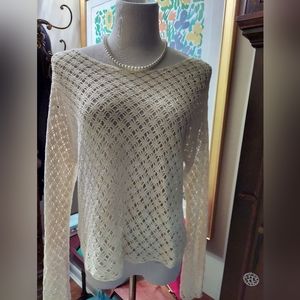 Cropped Crochet Sweater Top Open Weave Y2K